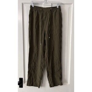 Ophelia Roe Women’s High Rise Straight Pants Hunter Green Size M Stretch Pull-On